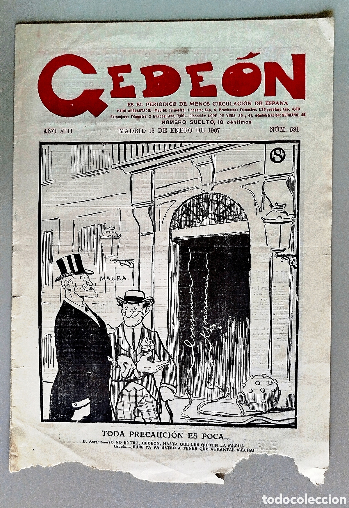 Collectionnisme de Revues et Journaux: Peri&oacute;dico GEDE&Oacute;N n&deg; 581. Madrid, 13 enero 1907