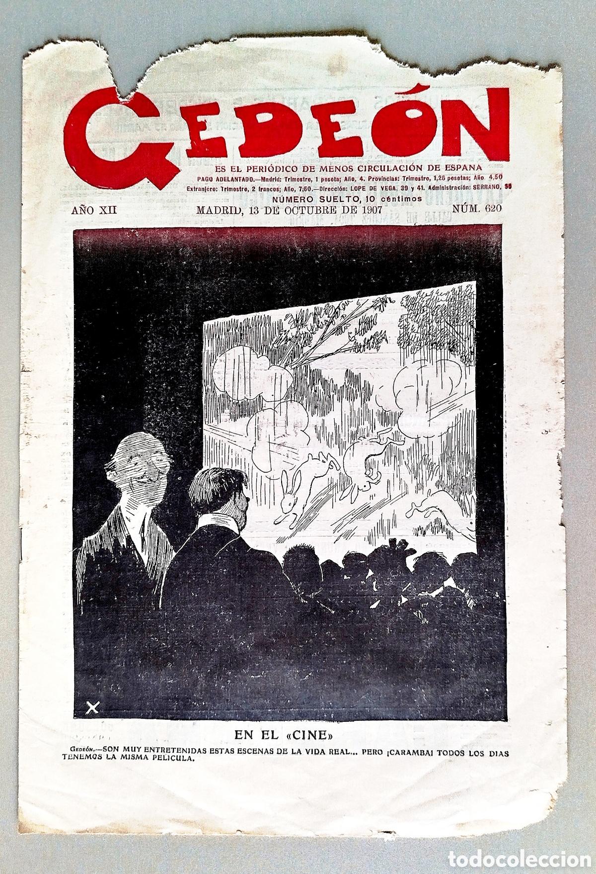 Coleccionismo de revistas y peri&oacute;dicos: Peri&oacute;dico GEDE&Oacute;N n&deg; 620. Madrid, 14 octubre 1907
