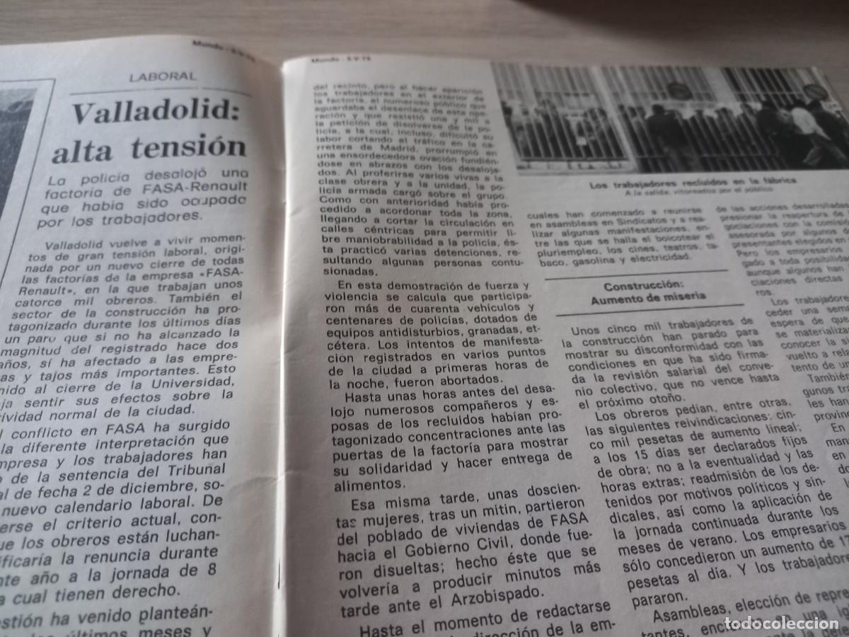 Coleccionismo de Revistas y Peri&oacute;dicos: VALLADOLID: CONFLICTO EN FASA-RENAULT Y EN LA CONSTRUCCI&Oacute;N. MUNDO MAYO 1975