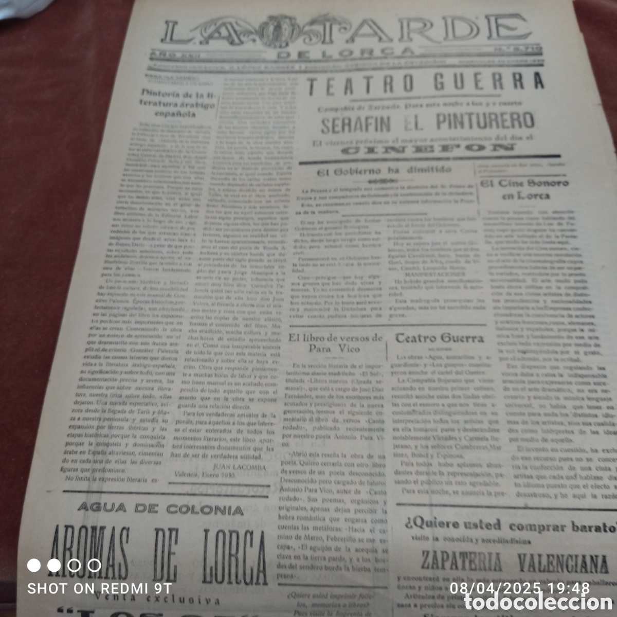 Collection Magazines and Newspapers: Diario La Tarde de Lorca n&deg;5710 1930