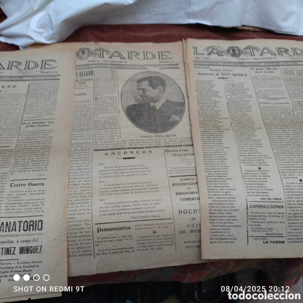 Sammeln von Zeitschriften und Zeitungen: Lote 3 Diario Republicano La Tarde Lorca 1932 y 1934