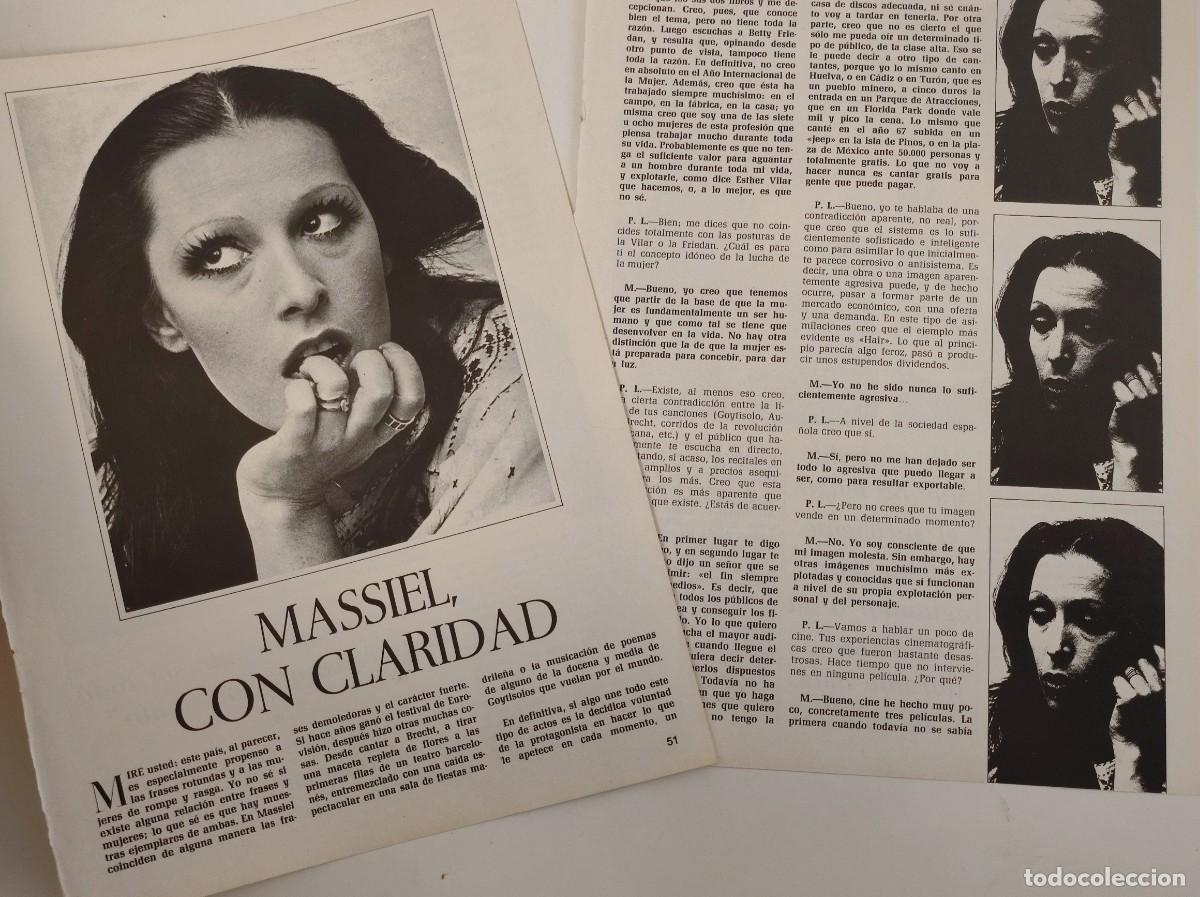 Coleccionismo de Revistas y Peri&oacute;dicos: ENTREVISTA REVISTA ORIGINAL VINTAGE. MASSIEL, CON CLARIDAD