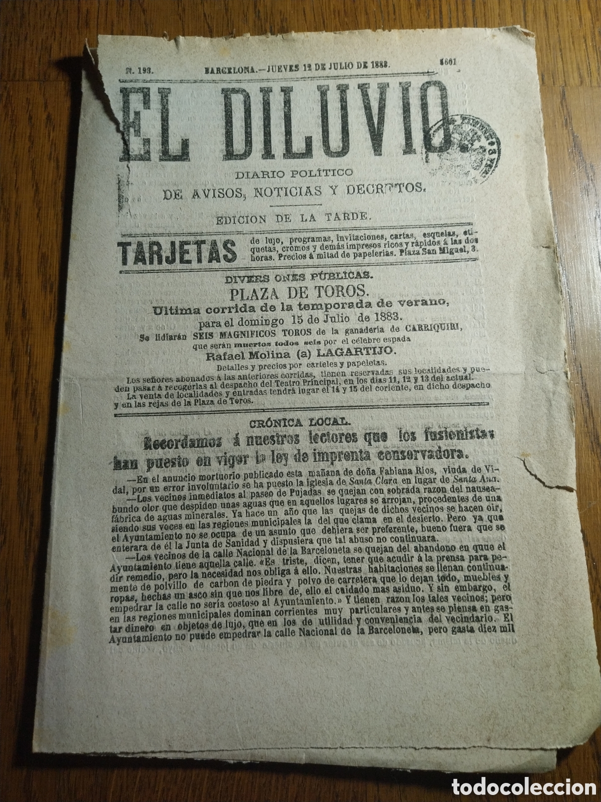 Coleccionismo de revistas y peri&oacute;dicos: PERIODICO 1883. LA VENTA DE LOS MONTES .LA CRISIS DE ANDALUC&Iacute;A.MINA DE BELMEZ SOBRE EL ABISMO