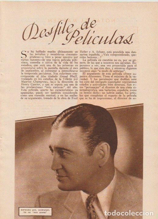 Collezionismo di Riviste e Giornali: * CINE * Richard Dix / Salvador Moltamel - 1933