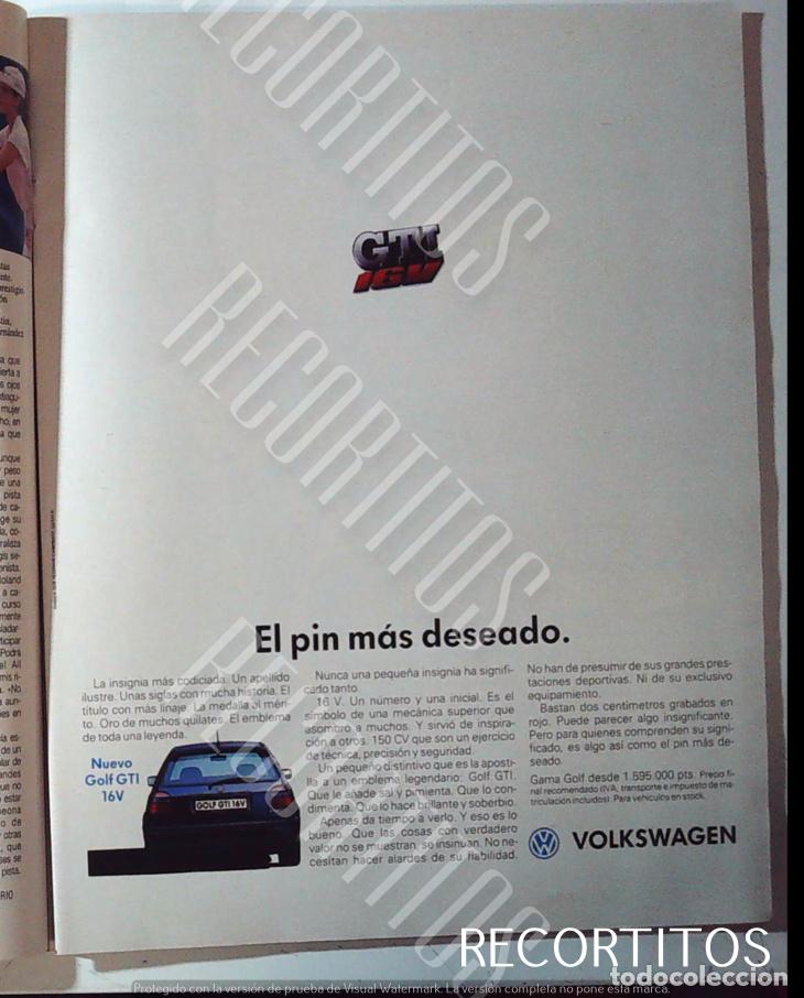 Coleccionismo de Revistas y Peri&oacute;dicos: VOLKSWAGEN GTI ANUNCIO PUBLICIDAD