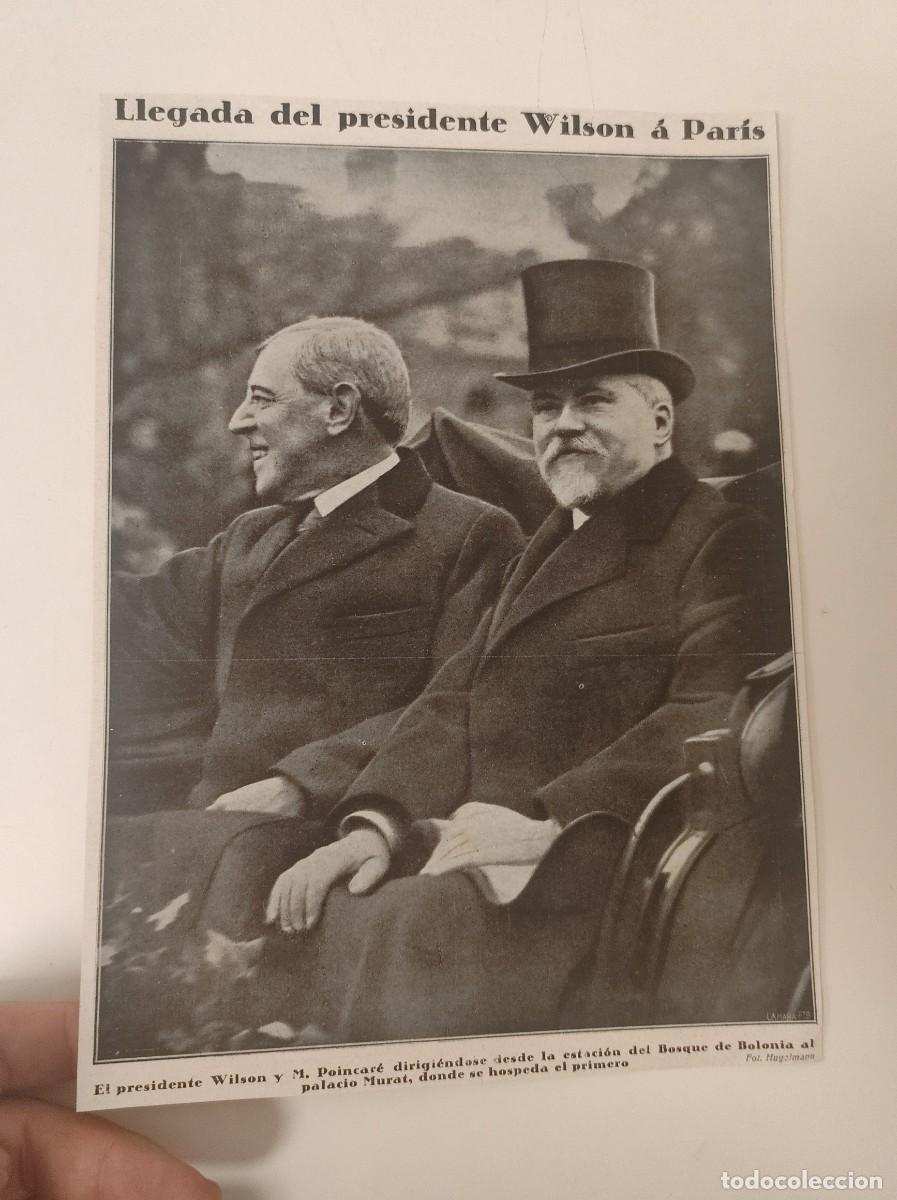Coleccionismo de revistas y peri&oacute;dicos: HOJA REVISTA ORIGINAL CIRCA 1918. PRESIDENTE USA WILSON Y POINCARE EN PARIS