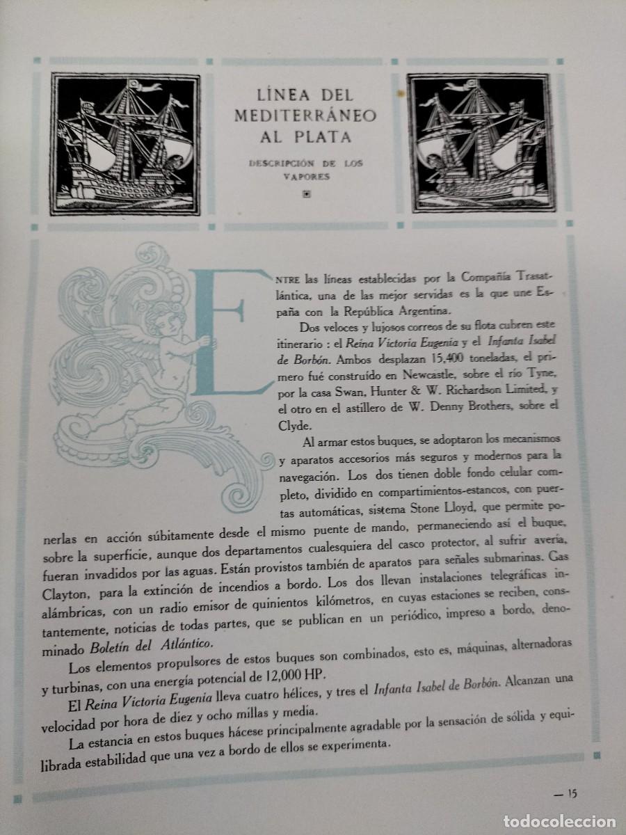 Coleccionismo de Revistas y Peri&oacute;dicos: LINEA BUENOS AIRES DEL MEDITERRANEO AL PLATA COMPA&Ntilde;IA TRASATLANTICA DESCRIPCION VAPORES A&Ntilde;O 1924