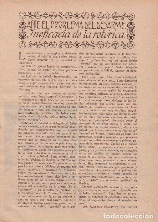 Coleccionismo de revistas y peri&oacute;dicos: Ante el problema del desarme, ineficacia de la ret&oacute;rica / Hilda de Toledano -1933