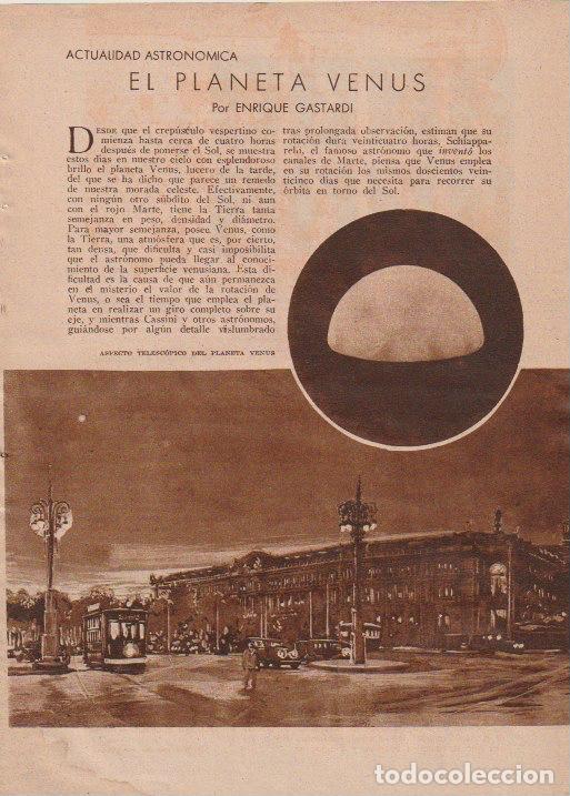 Collezionismo di Riviste e Giornali: * ASTRONOM&Iacute;A * El planeta Venus/ Enrique Gastardi - 1933