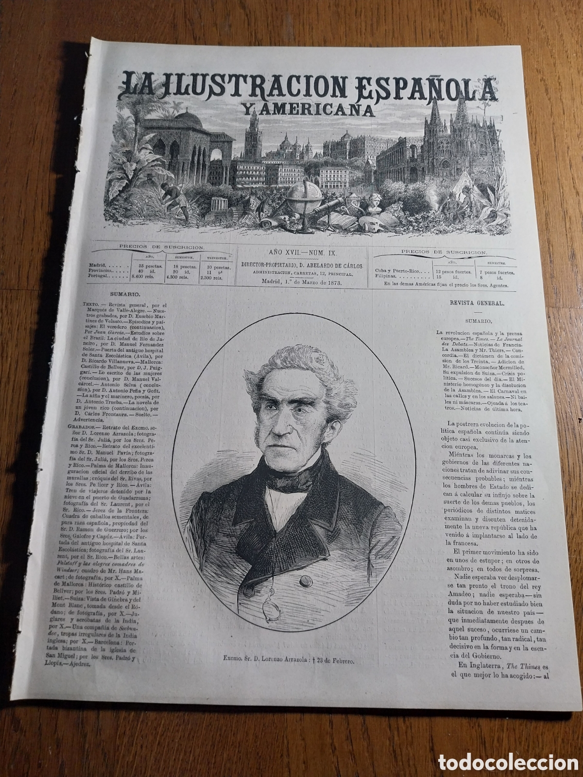 Colecionismo de Revistas e Jornais: REVISTA 1873 JEREZ CABALLOS DE RAMON GUERRERO. PALMA DE MALLORCA DERRIBO MURALLAS. AVILA HOSPITAL SA