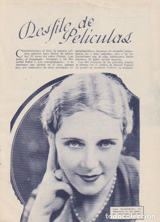 Coleccionismo de revistas y peri&oacute;dicos: * CINE * Ilga Tschechowa / Salvador Moltamel -1933
