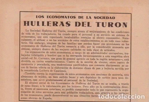 Coleccionismo de revistas y peri&oacute;dicos: * OVIEDO * Economatos de la sociedad Hulleras de Tur&oacute;n - 1933