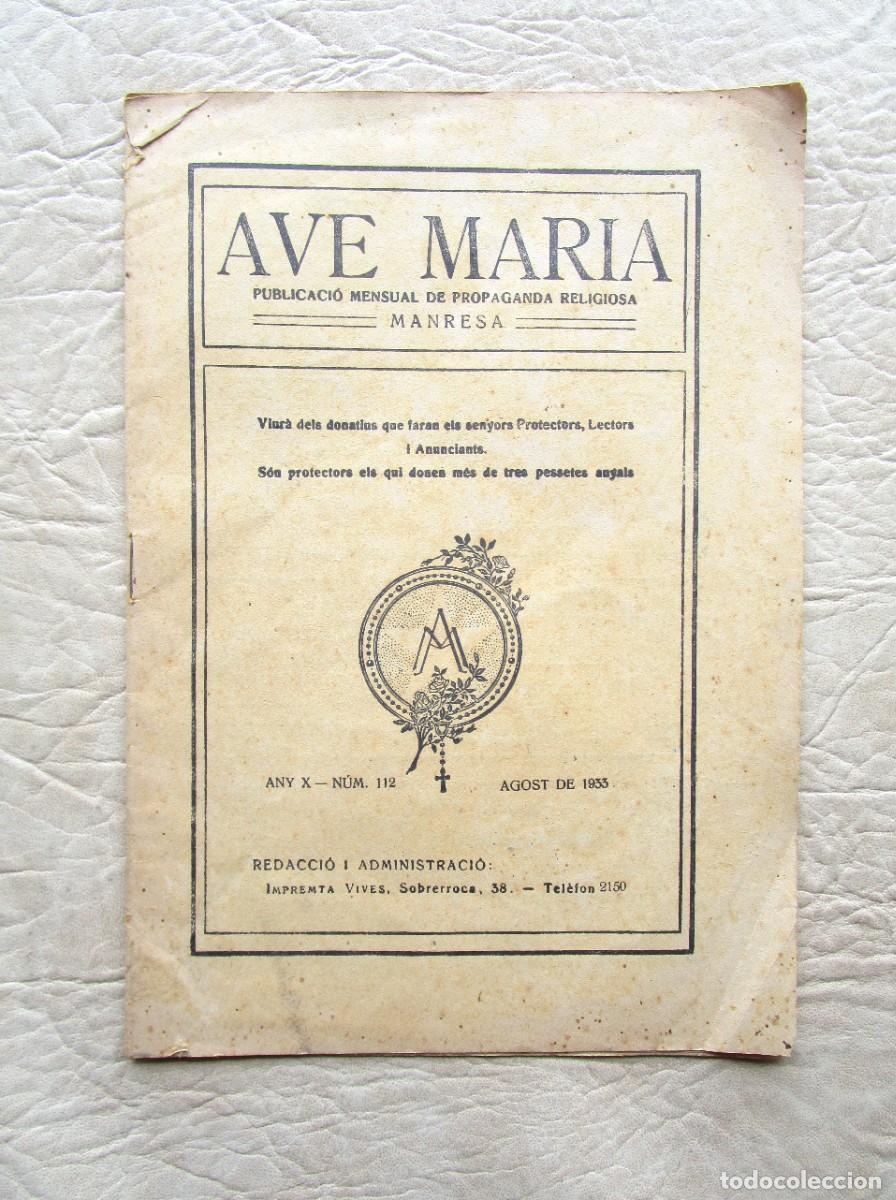 Coleccionismo de Revistas y Peri&oacute;dicos: revista ave maria manresa agosto a&ntilde;o 1933 numero 112 propaganda religiosa