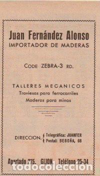 Coleccionismo de revistas y peri&oacute;dicos: * GIJ&Oacute;N * Publicidad importador de maderas Juan Fern&aacute;ndez Alonso - 1933