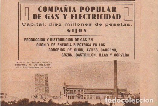 Coleccionismo de revistas y peri&oacute;dicos: * GIJ&Oacute;N * Compa&ntilde;&iacute;a Popular de Gas y Electricidad - 1933
