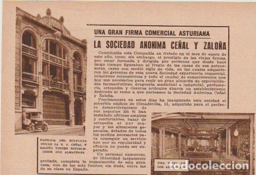 Coleccionismo de revistas y peri&oacute;dicos: * OVIEDO * Publicidad sociedad an&oacute;nima Ce&ntilde;al y Zalo&ntilde;a - 1933