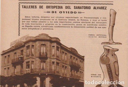 Coleccionismo de revistas y peri&oacute;dicos: * OVIEDO * Publicidad talleres de ortopedia del sanatorio &Aacute;lvarez - 1933
