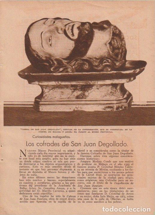 Coleccionismo de revistas y peri&oacute;dicos: * M&Aacute;LAGA * Los cofrades de San Juan Degollado / Narciso D&iacute;az de Escobar - 1933