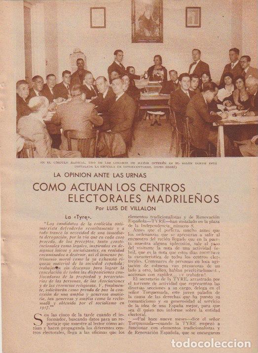 Coleccionismo de revistas y peri&oacute;dicos: * MADRID * ELECCIONES * &hellip;los centros electorales madrile&ntilde;os / Luis de Villal&oacute;n -1933