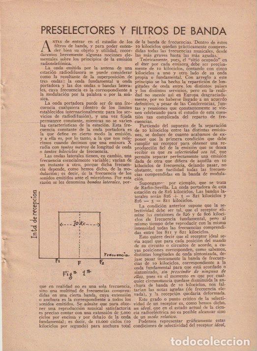 Coleccionismo de revistas y peri&oacute;dicos: * RADIO * Preselectores y filtros de banda; qu&eacute; potencial tengo en las placas y rejillas&hellip; - 1933
