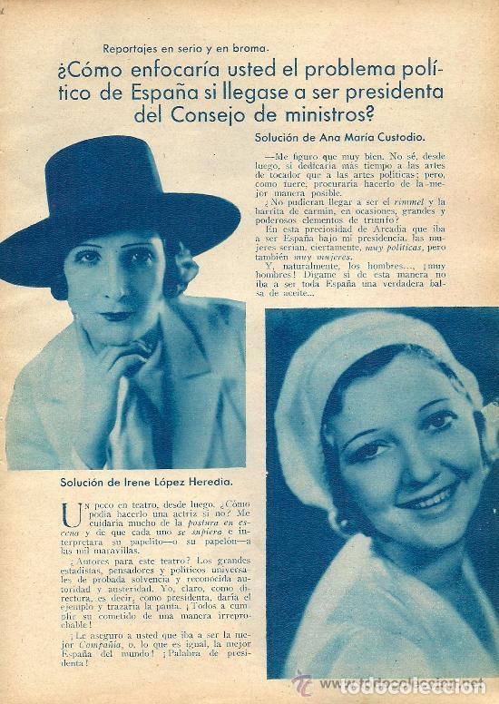 Coleccionismo de revistas y peri&oacute;dicos: Encuesta, responde: Irene L&oacute;pez Heredia, Ana Mar&iacute;a Custodio, Amparito Taberner&hellip; - 1933