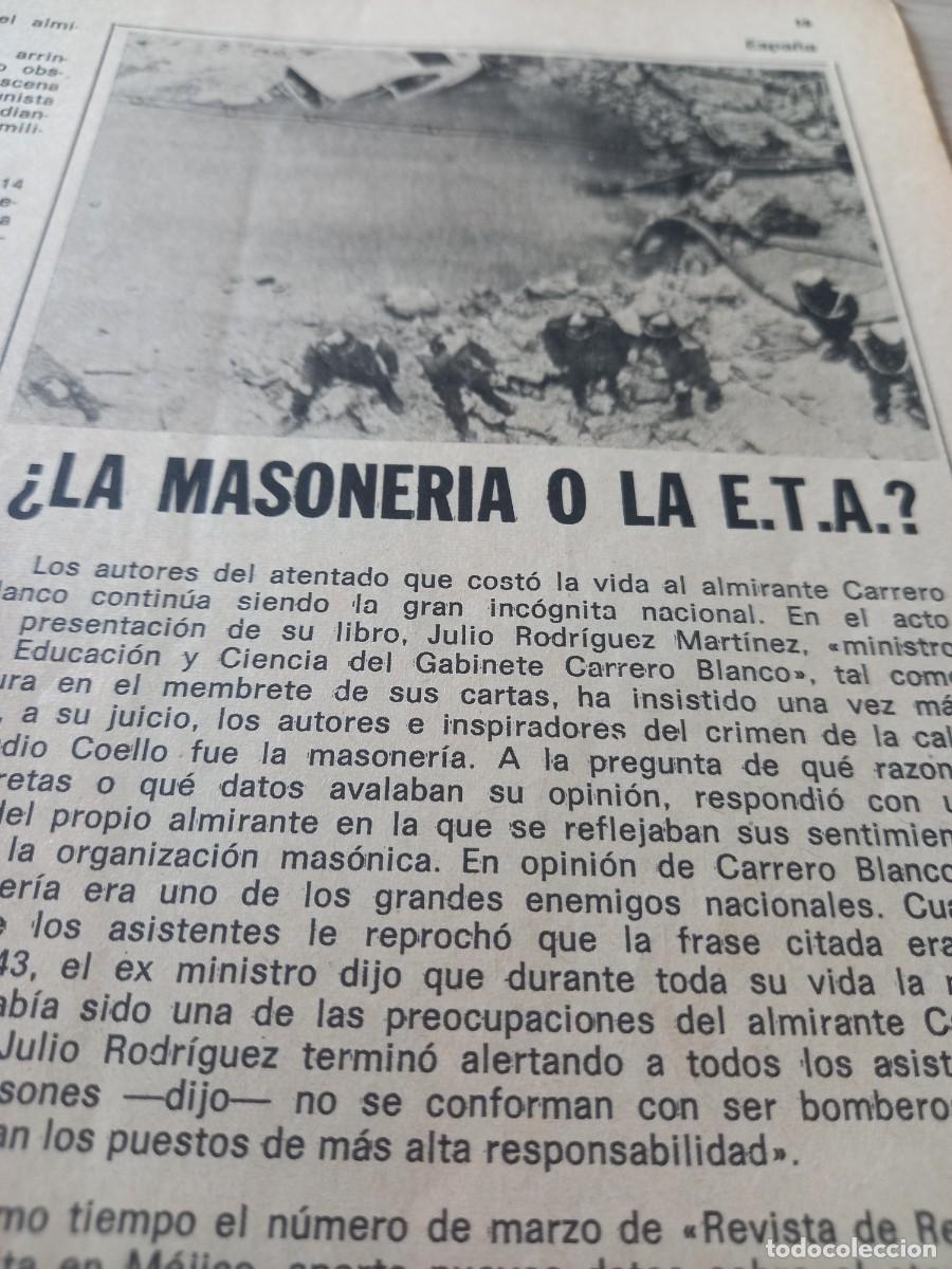 Coleccionismo de Revistas y Peri&oacute;dicos: DUDAS SOBRE AUTOR&Iacute;A DEL ATENTADO A CARRERO BLANCO: &iquest;MASONER&Iacute;A O ETA?. MUNDO MAYO 1974