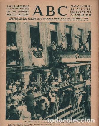 Coleccionismo de Revistas y Peri&oacute;dicos: PERIODICO ABC MADRID-SEVILLA 18 DE AGOSTO DE 1932 N&ordm;8916 MIRAFLORES DE LA SIERRA. A-ABC-0087