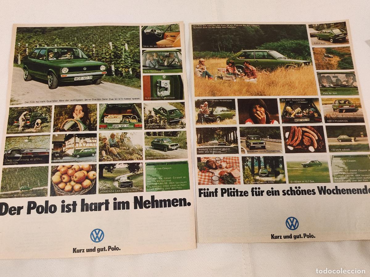 Coleccionismo de Revistas y Peri&oacute;dicos: 2 HOJAS PUBLICIDAD REVISTA ORIGINALES VINTAGE. COCHE VOLKSWAGEN POLO