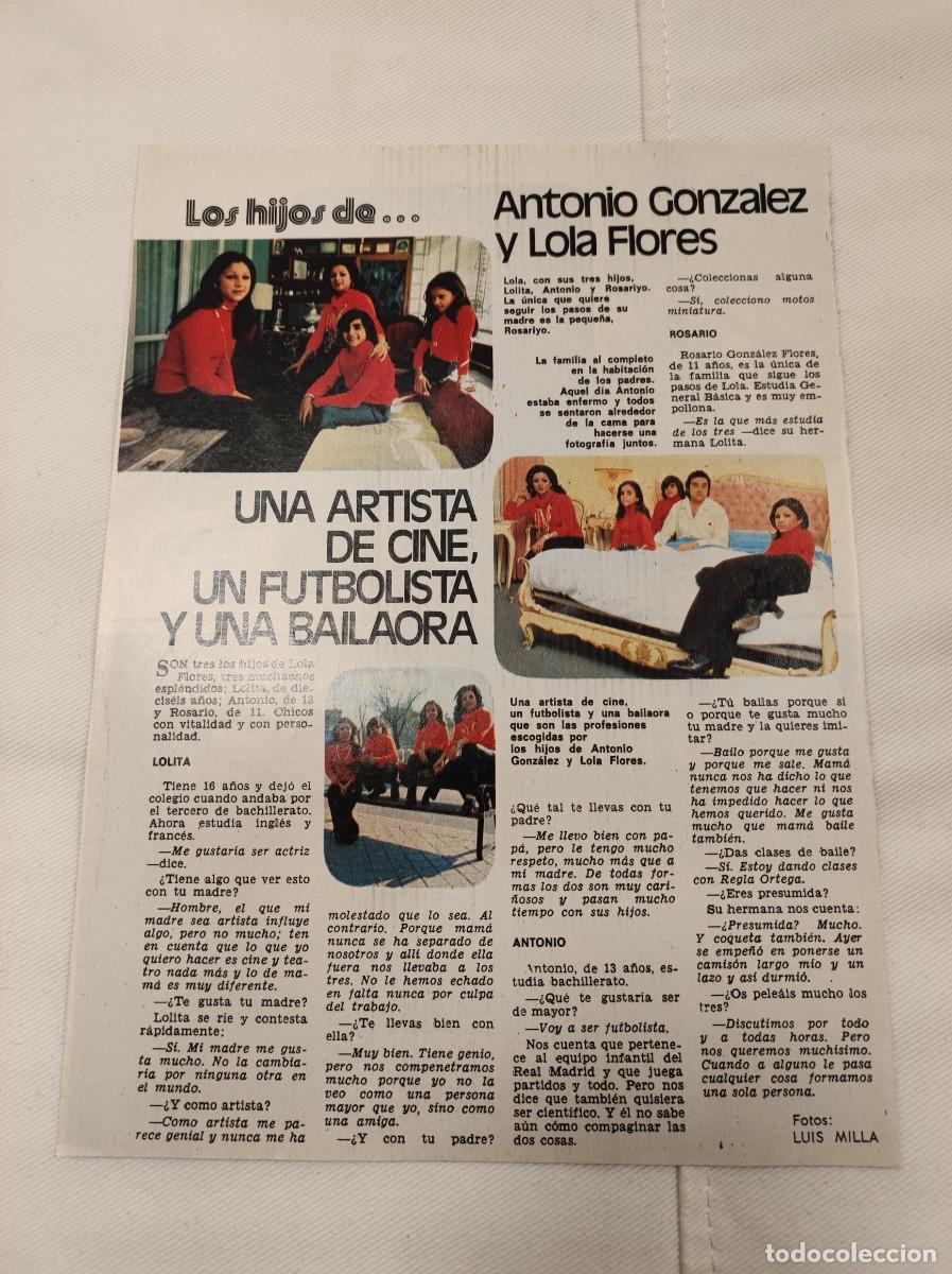 Coleccionismo de Revistas y Peri&oacute;dicos: HOJA ENTREVISTA REVISTA ORIGINAL. LOS HIJOS DE LOLA FLORES, ANTONIO GONZALEZ Y LOLA FLORES