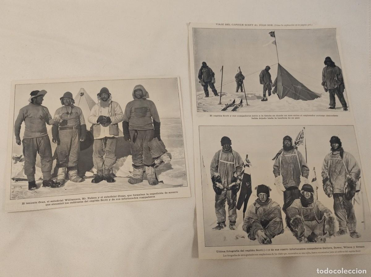 Colecionismo de Revistas e Jornais: 2 HOJAS REVISTA ORIGINALES ANTIGUAS. VIAJE CAPITAN SCOTT AL POLO SUR. WILSON, EVANS, BOWER&hellip;