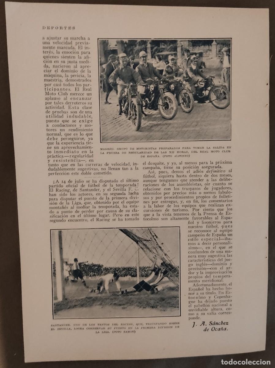 Coleccionismo de Revistas y Peri&oacute;dicos: Hoja revista blanco negro,1929, la semana deportiva, J. A. S&aacute;nchez de Oca&ntilde;a