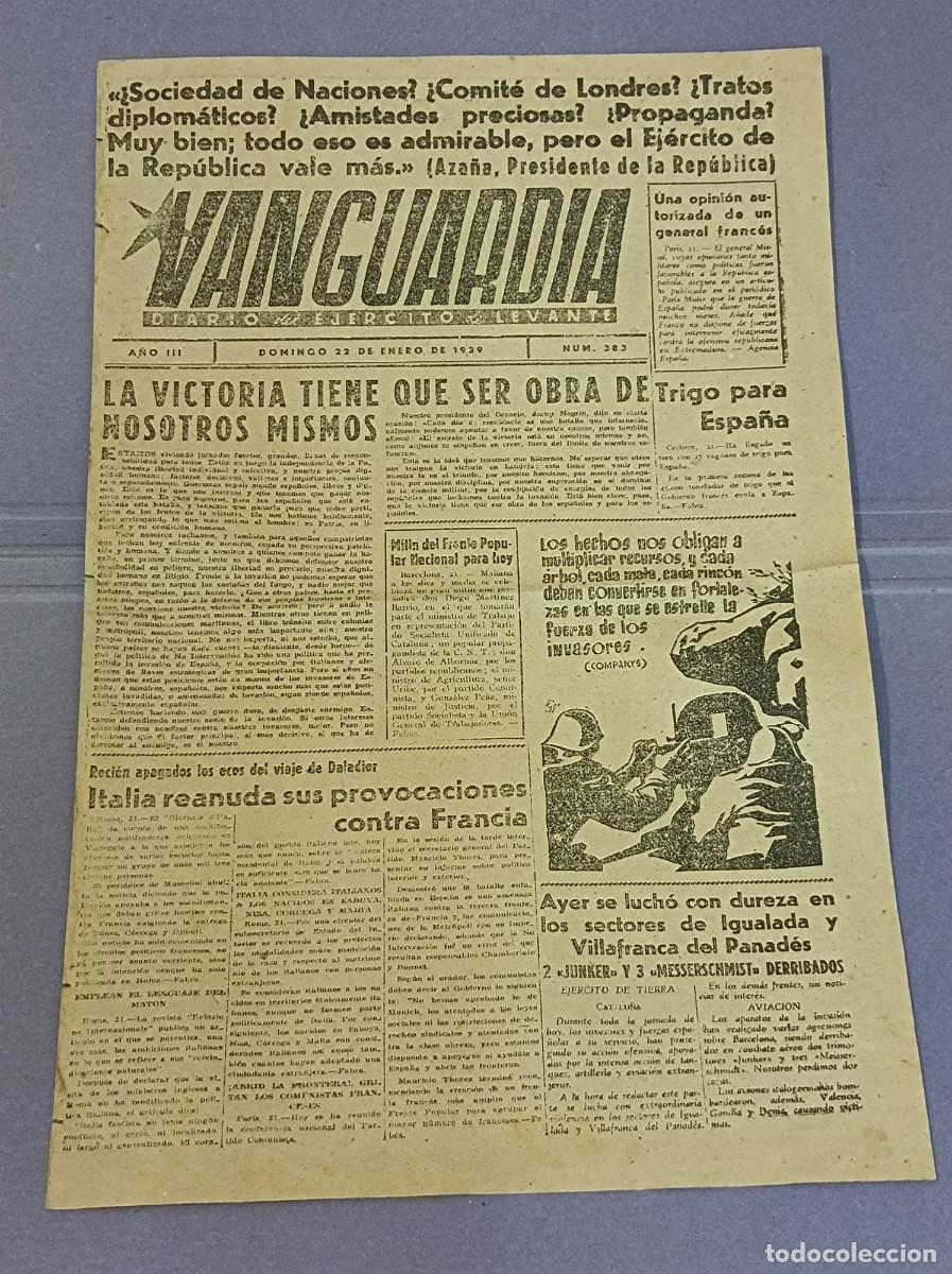 Collection Magazines and Newspapers: PERI&Oacute;DICO VANGUARIA DIARIO DEL EJ&Eacute;RCITO DE LEVANTE N&ordm; 383 ENERO 1939 - GUERRA CIVIL ESPA&Ntilde;OLA