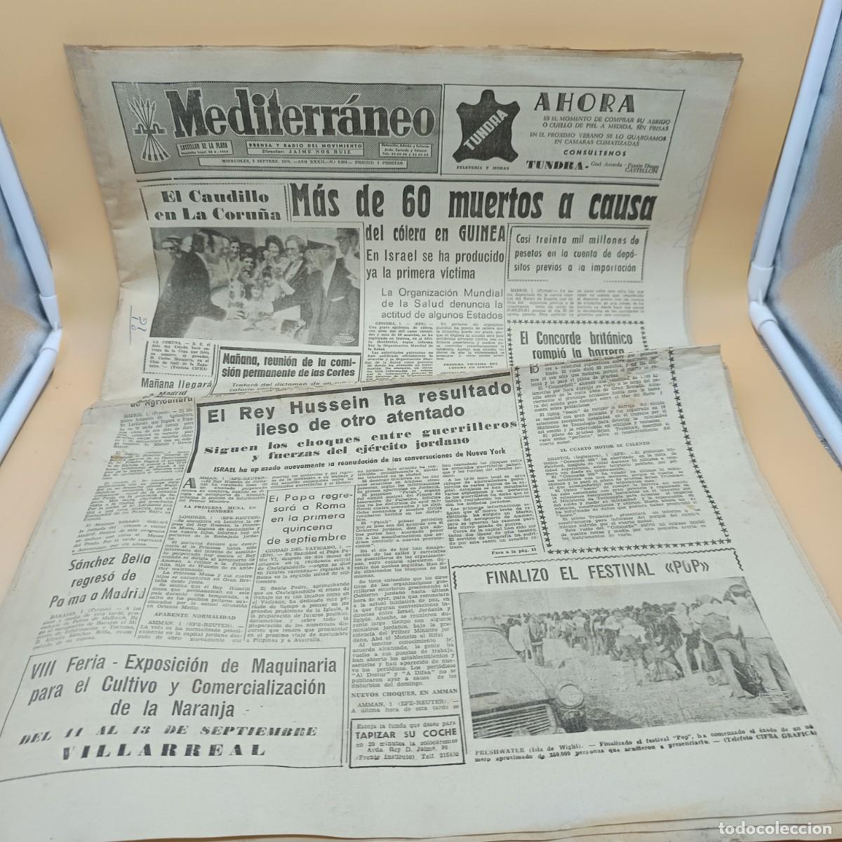 Sammeln von Zeitschriften und Zeitungen: PERIODICO MEDITERRANEO, CASTELLON DE LA PLANA 2 SEPTIEMBRE 1970