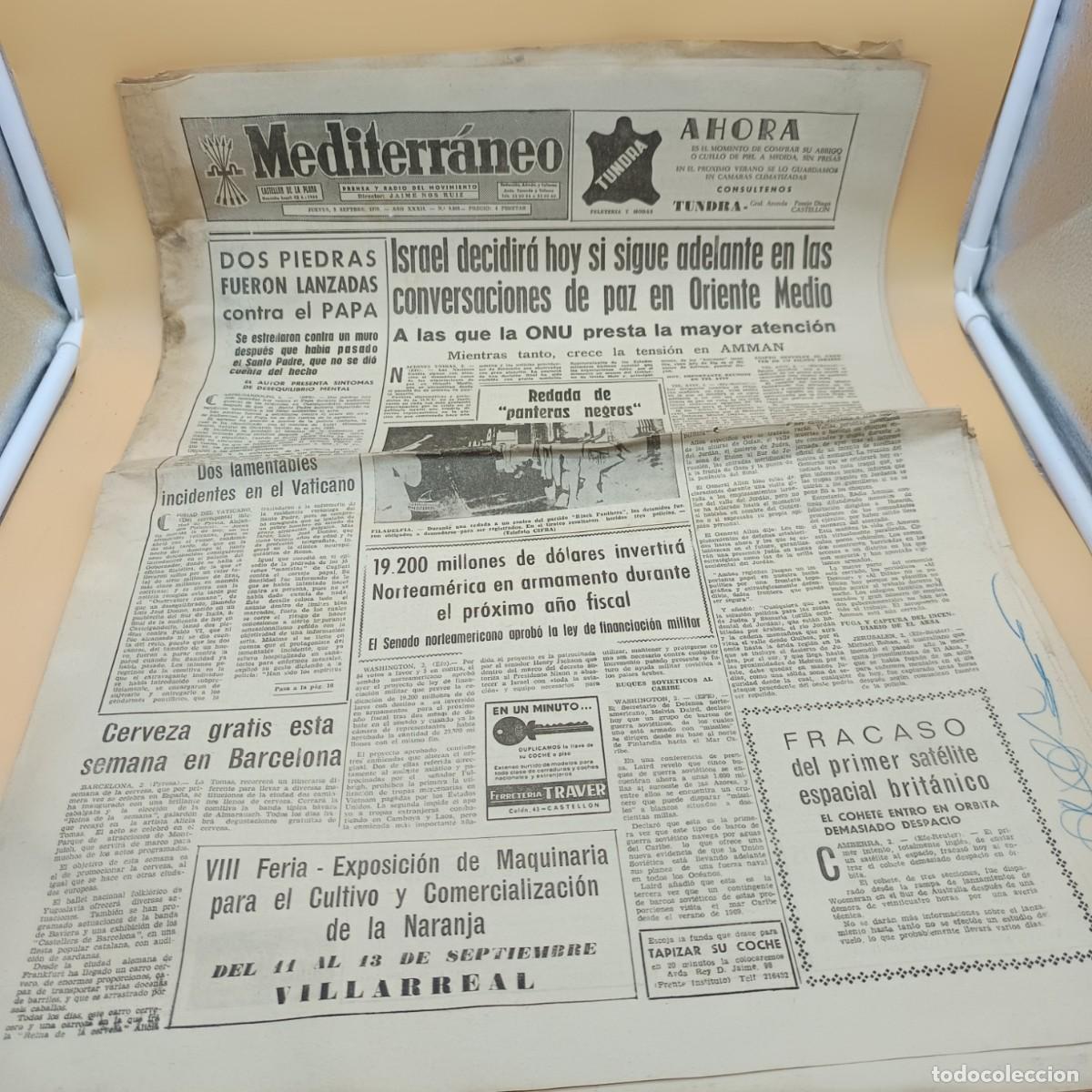 Sammeln von Zeitschriften und Zeitungen: PERIODICO MEDITERRANEO, CASTELLON DE LA PLANA 3 SEPTIEMBRE 1970