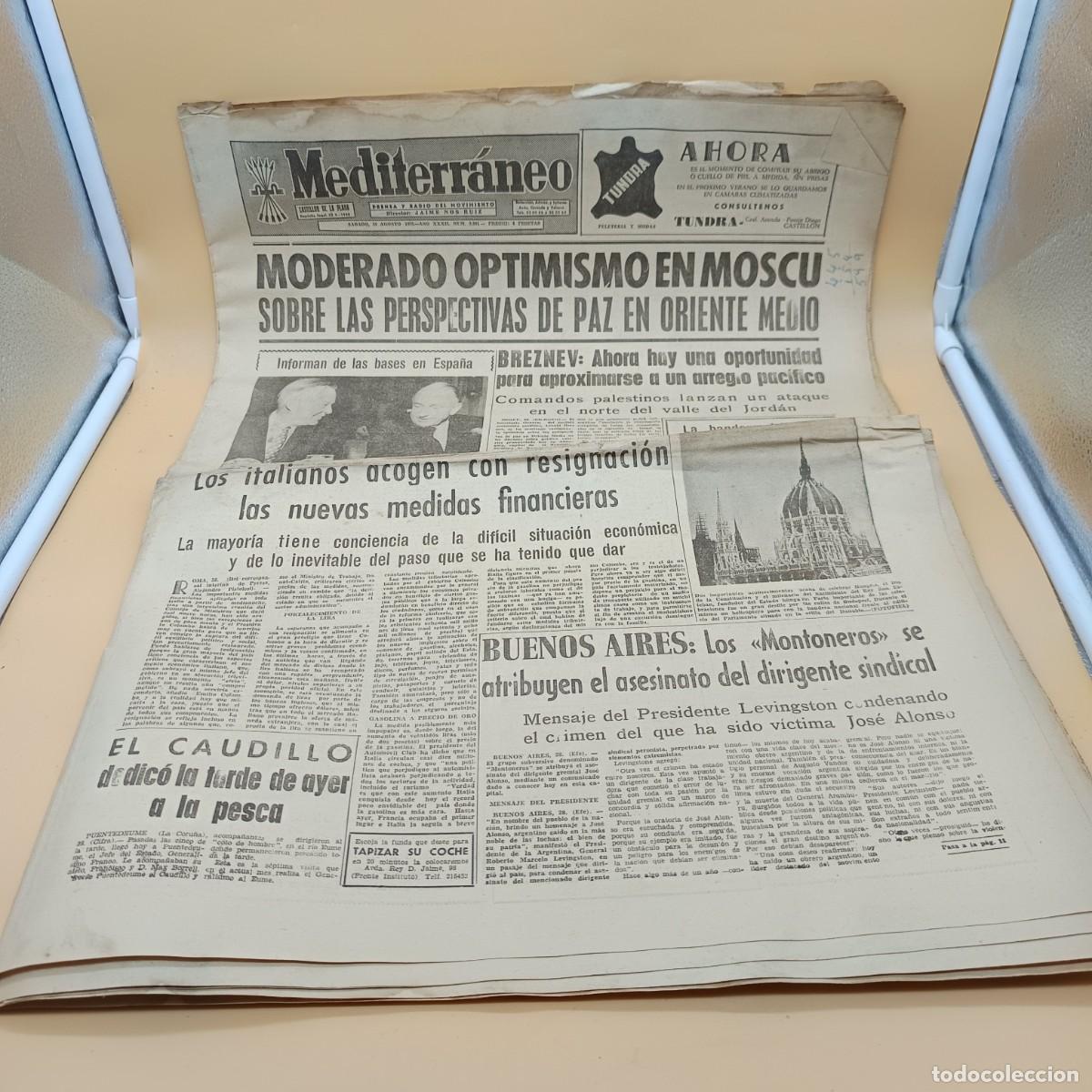 Collectionnisme de Revues et Journaux: PERIODICO MEDITERRANEO, CASTELLON DE LA PLANA 29 AGOSTO 1970