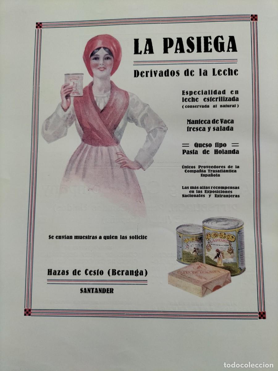 Collezionismo di Riviste e Giornali: LA PASIEGA DERIVADOS DE LA LECHE HAZAS DE CESTO BERANGA SANTANDER QUESO MANTECA HOJA A&Ntilde;O 1927