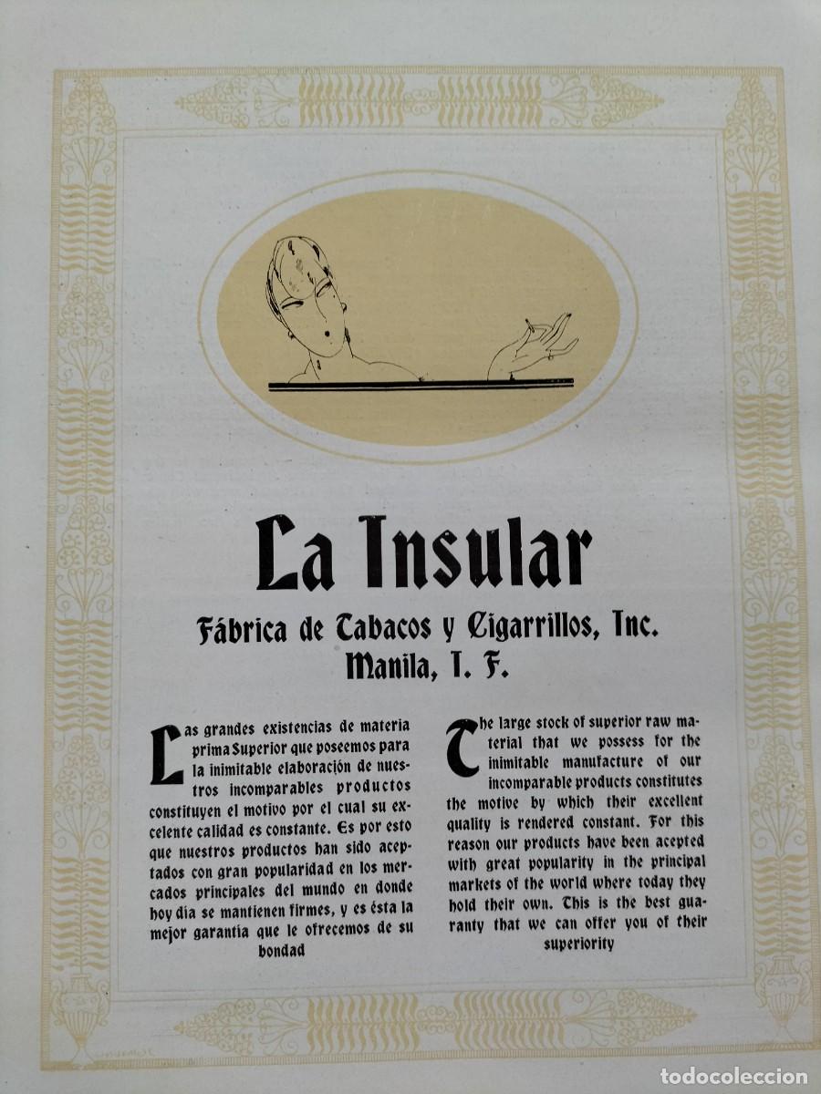 Collection Magazines and Newspapers: FABRICA DE TABACOS Y CIGARRILLOS LA INSULAR MANILA FILIPINAS HOJA A&Ntilde;O 1927