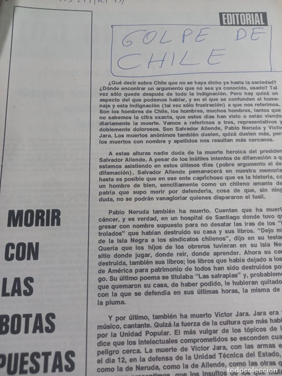 Colecionismo de Revistas e Jornais: CHILE, GOLPE DE ESTADO CONTRA ALLENDE, MUERTE DE NERUDA 8 PAGINAS REVISTA MUNDO SOCIAL OCTUBRE 1973