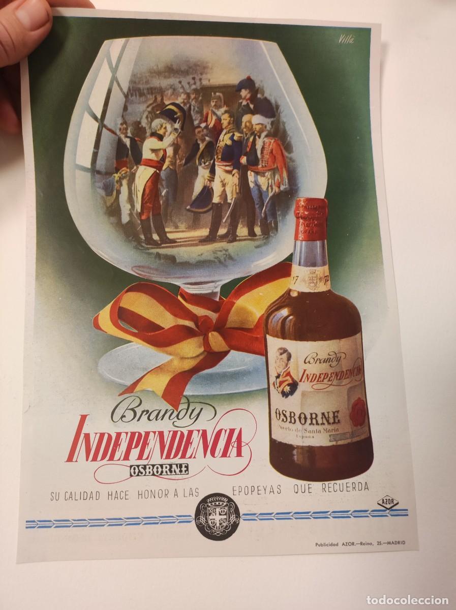 Coleccionismo de Revistas y Peri&oacute;dicos: HOJA PUBLICIDAD REVISTA ORIGINAL CIRCA 1960. BRANDY INDEPENDENCIA OSBORNE, PUERTO SANTA MARIA