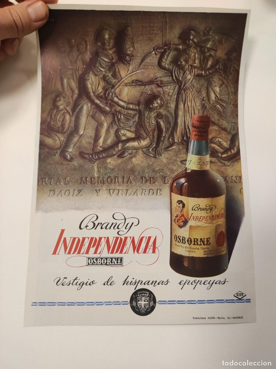 Coleccionismo de Revistas y Peri&oacute;dicos: HOJA PUBLICIDAD REVISTA ORIGINAL CIRCA 1960. BRANDY INDEPENDENCIA OSBORNE