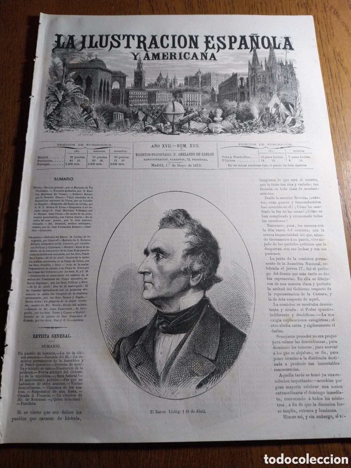 Colecionismo de Revistas e Jornais: REVISTA 1873 SUBLEVACI&Oacute;N EN MADRID. PLAZA DE TOROS . CANOVAS SALIDA DEL CONGRESO.MUJER DE FIGUERAS