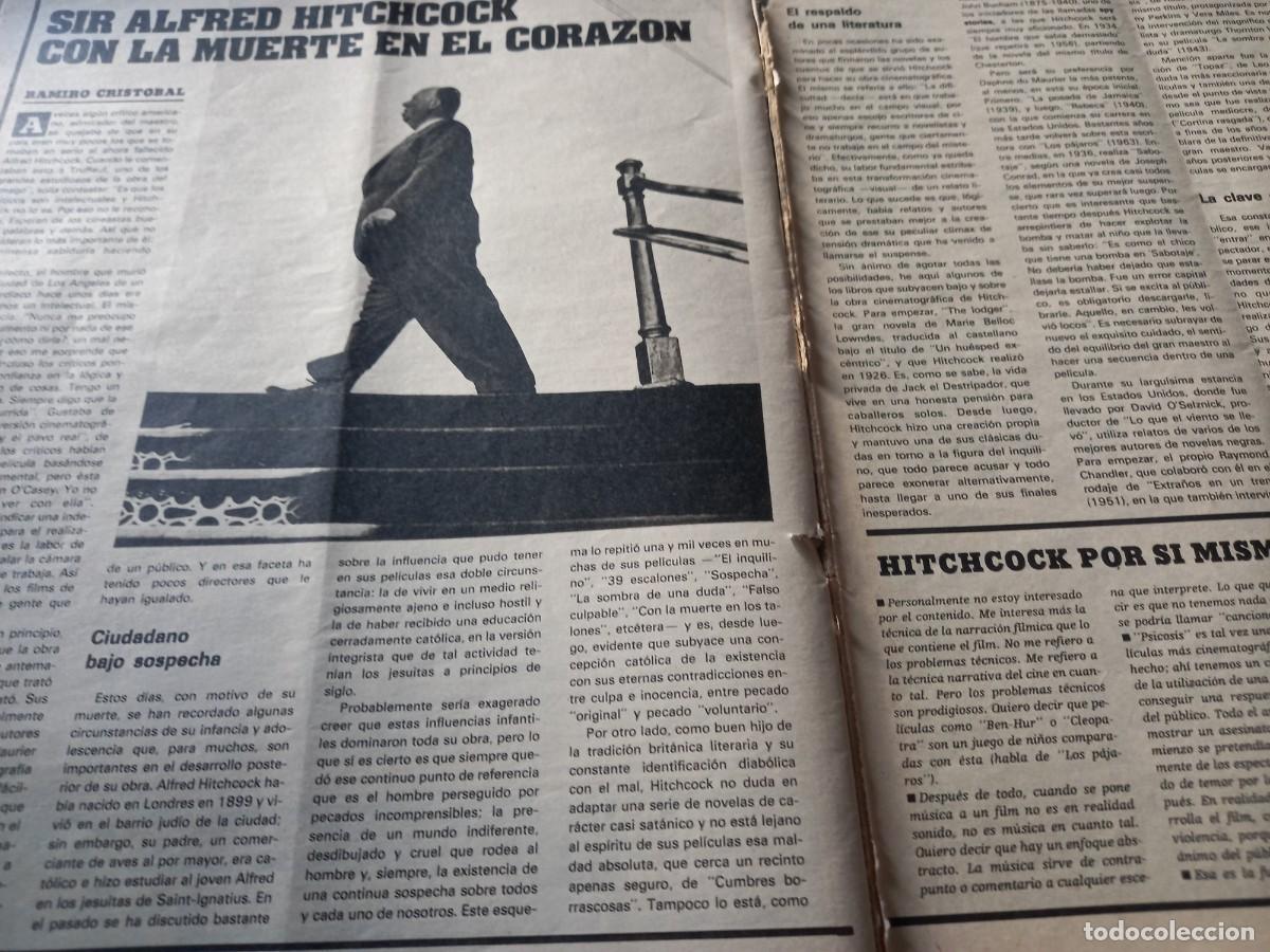 Coleccionismo de Revistas y Peri&oacute;dicos: ALFRED HITCHCOCK CON LA MUERTE EN EL CORAZ&Oacute;N. RECORTE TRIUNFO MAYO 1980