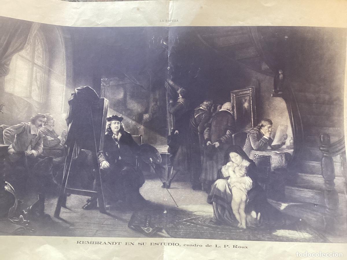 Colecionismo de Revistas e Jornais: REMBRANDT EN SU ESTUIDO, CUADRO DE L.P. ROUX 1916 HOJA DOBLE REVISTA