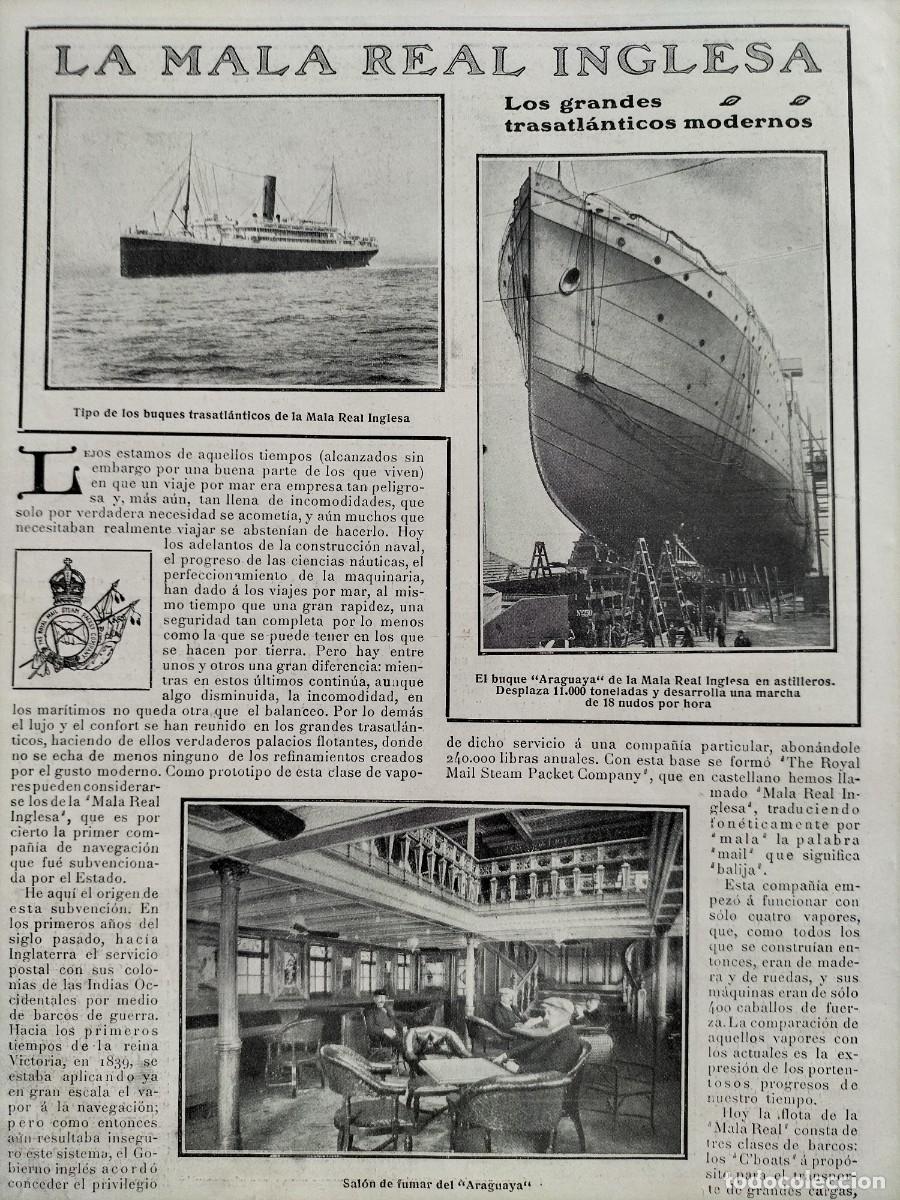 Coleccionismo de Revistas y Peri&oacute;dicos: COMPA&Ntilde;IA NAVAL LA MALA REAL INLGLESA TRASATLANTICOS BUQUE ARAGUAYA 2 HOJAS A&Ntilde;O 1906