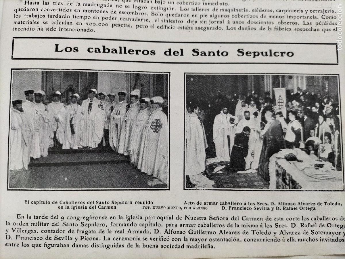 Coleccionismo de revistas y peri&oacute;dicos: CABALLEROS SANTO SEPULCRO ALFONSO ALVAREZ DE TOLEDO FRANCISCO SEVILLA RAFAEL ORTEGA HOJA A&Ntilde;O 1906