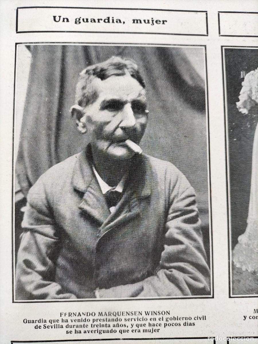 Coleccionismo de revistas y peri&oacute;dicos: FERNANDO MARQUESEN WINSON GOBIERNO CIVIL SEVILLA HOMBRE MUJER DESCUBIERTO HOJA A&Ntilde;O 1906