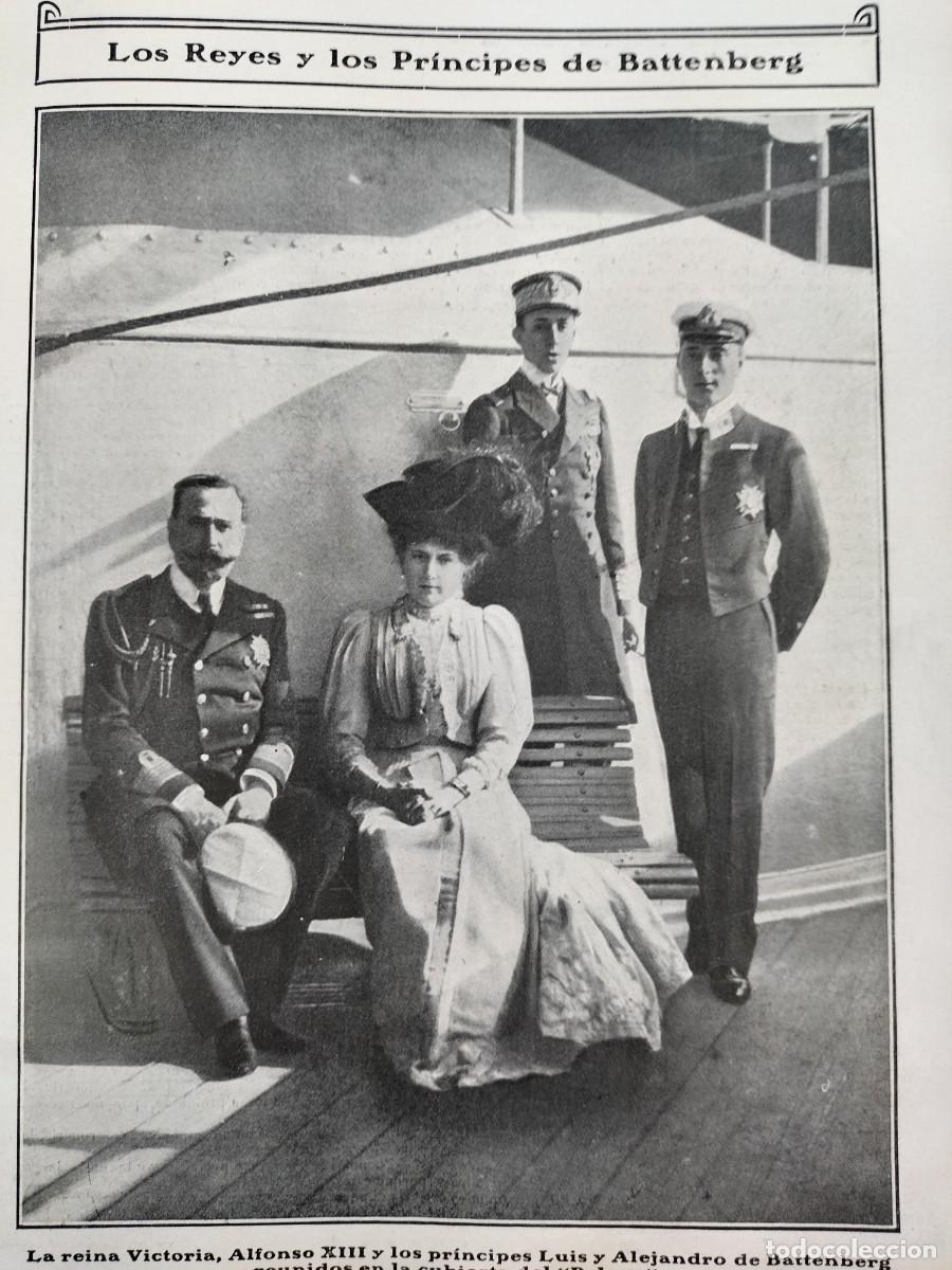 Coleccionismo de revistas y peri&oacute;dicos: ALFONSO XIII VISITA MALAGA ACORAZADO PELAYO BUQUES GUERRA PRINCIPES BATTENBERG REVISTA A&Ntilde;O 1906