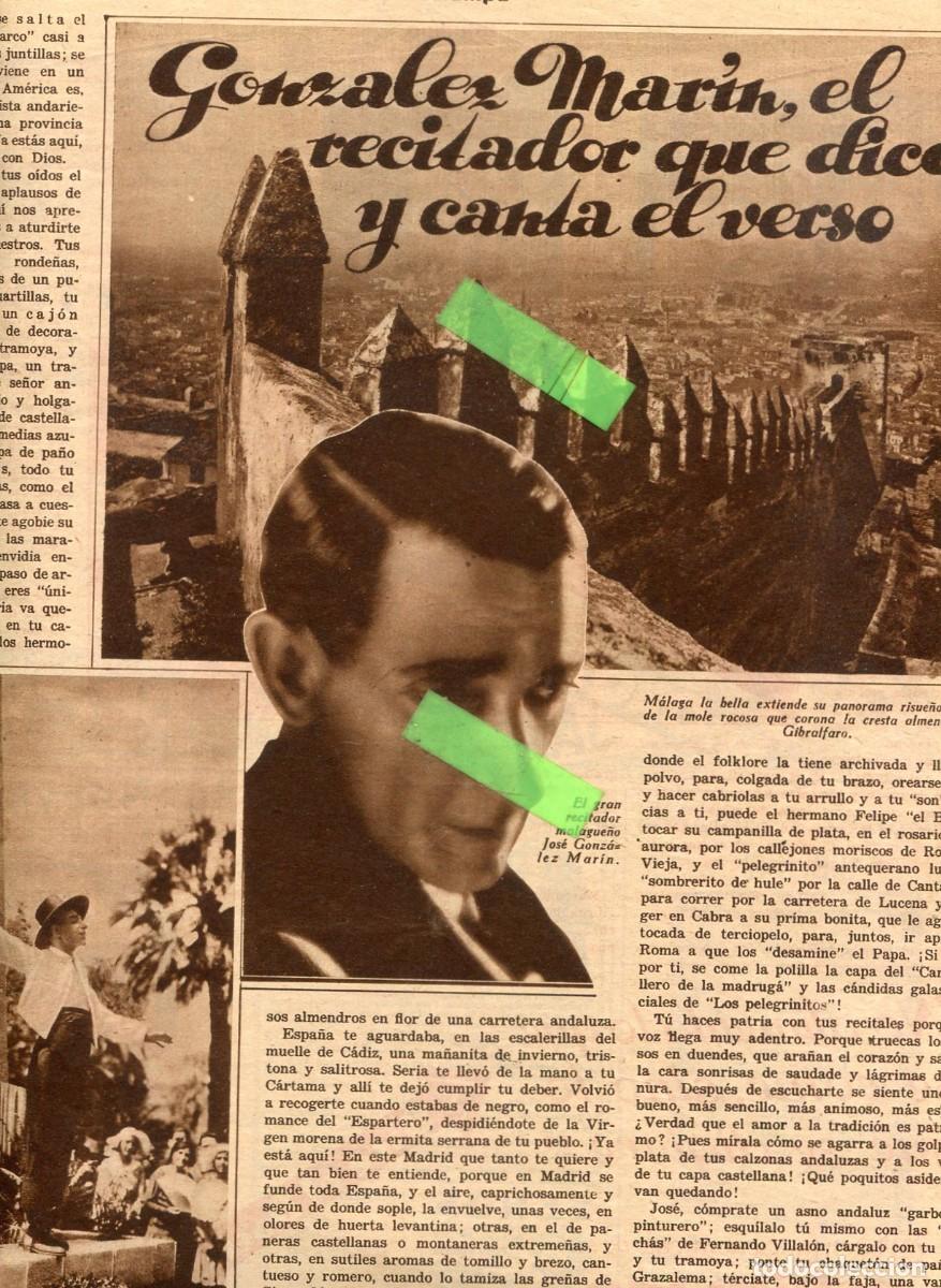 Coleccionismo de Revistas y Peri&oacute;dicos: REVISTA A&Ntilde;O 1932 RECITADOR MALAGA GONZALEZ MARIN ERMITA FUENTE EL SAZ HOCKEY FEMENINO SAN SEBASTIAN