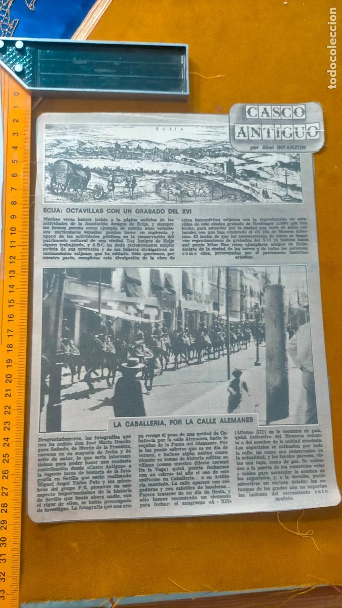 Coleccionismo de Revistas y Peri&oacute;dicos: NOTICIA SEVILLA CASCO ANTIGUO ANTONIO BURGOS - &Eacute;cija grabado - la caballer&iacute;a