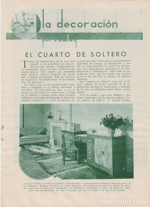 Coleccionismo de revistas y peri&oacute;dicos: * DECORACI&Oacute;N * INTERIORISMO * El cuarto de soltero - 1933